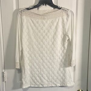 Shannon Ford Long-Sleeve Textured Knit Top with Crochet Trim